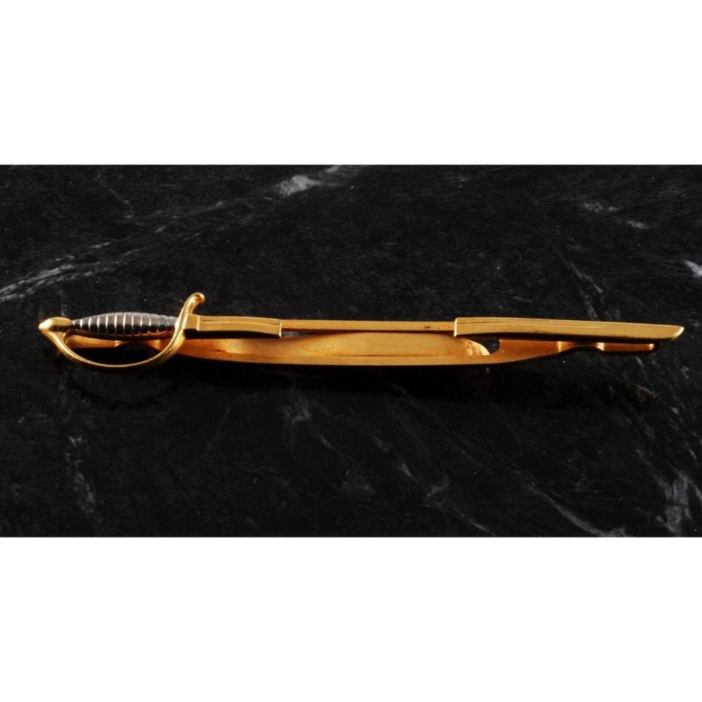 Vintage Sword Tie Clip Swank Signed Gold Brass Metal Signed Mens Jewelry